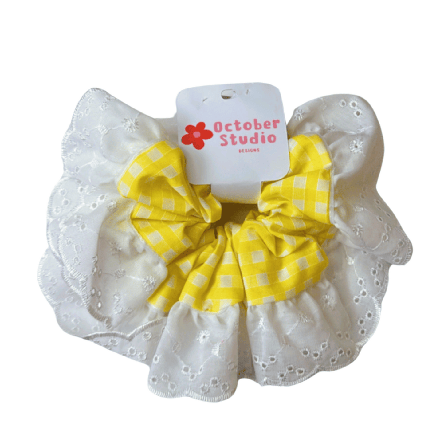 Yellow Gingham Scrunchie