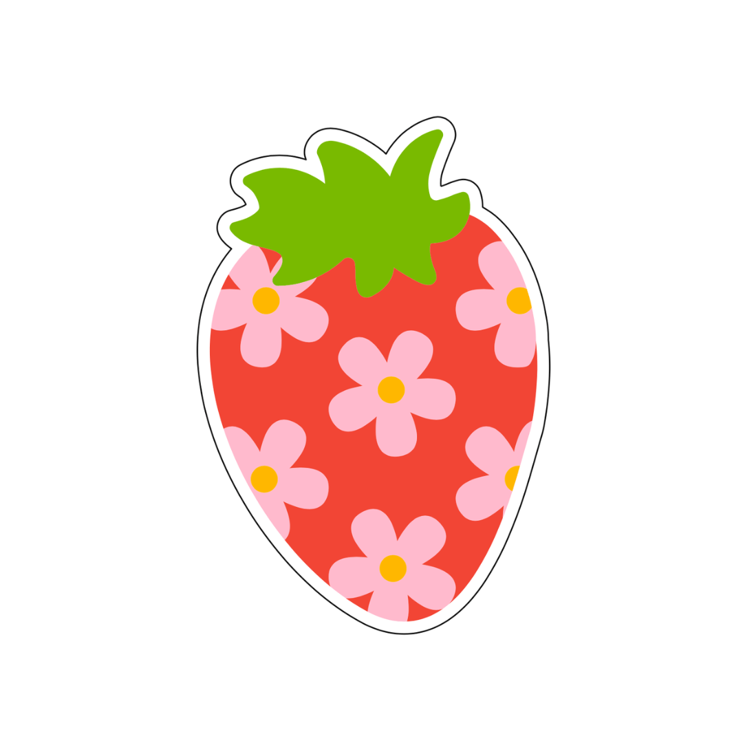 Strawberry Daisy Sticker - October Studio Designs