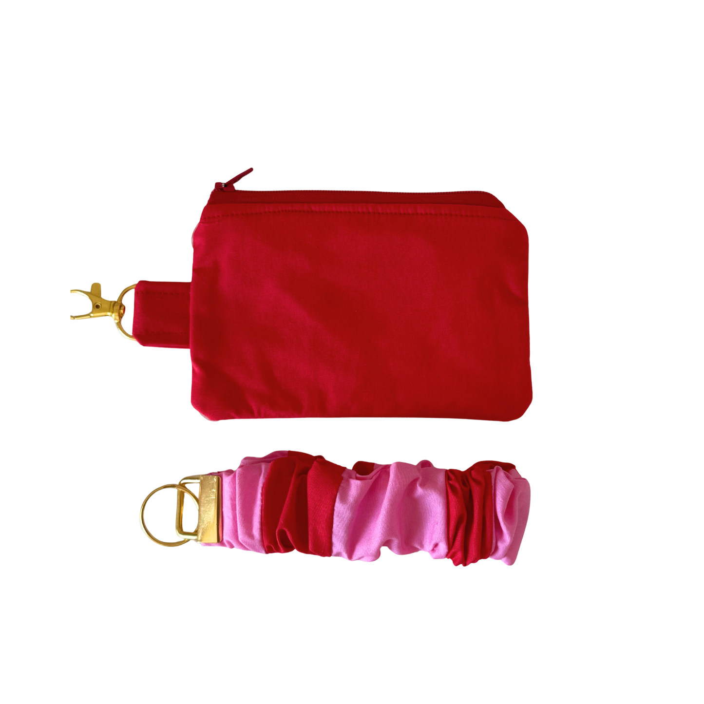 Red & Pink Stripe Scrunchie Keychain