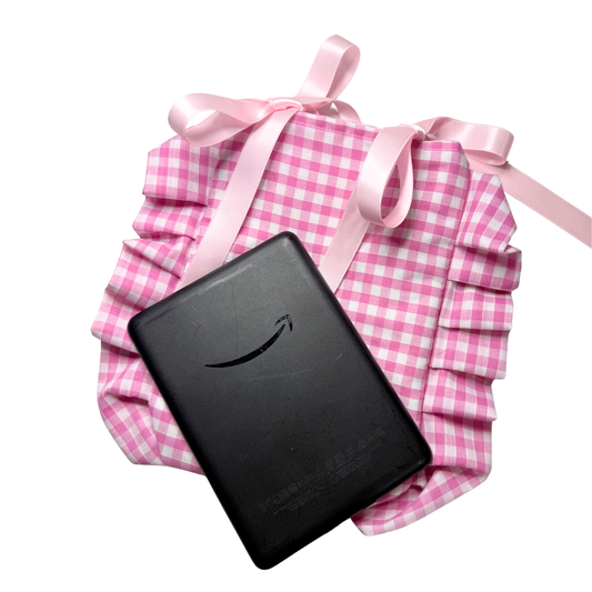 Pink Gingham Ruffle Kindle & Book Sleeve