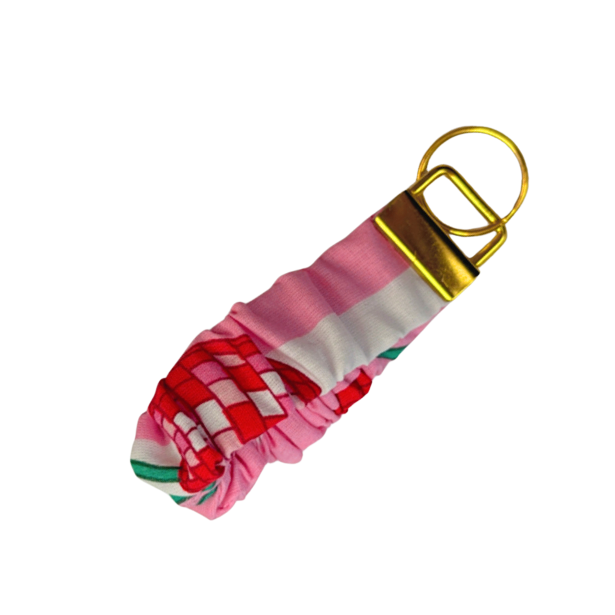 disco cherry stripe Scrunchie Keyring