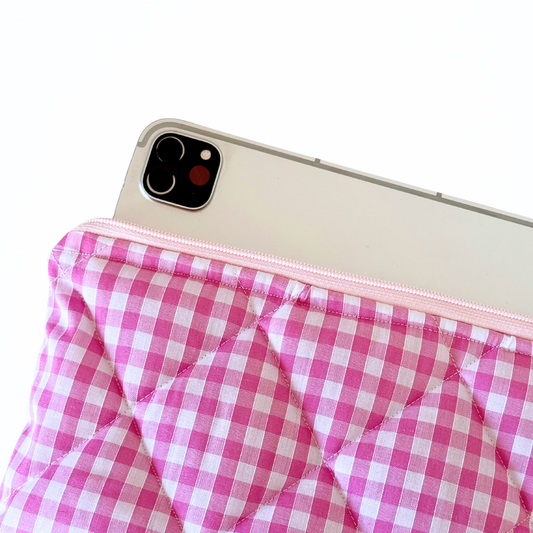 Pink Gingham Quilted iPad Jacket