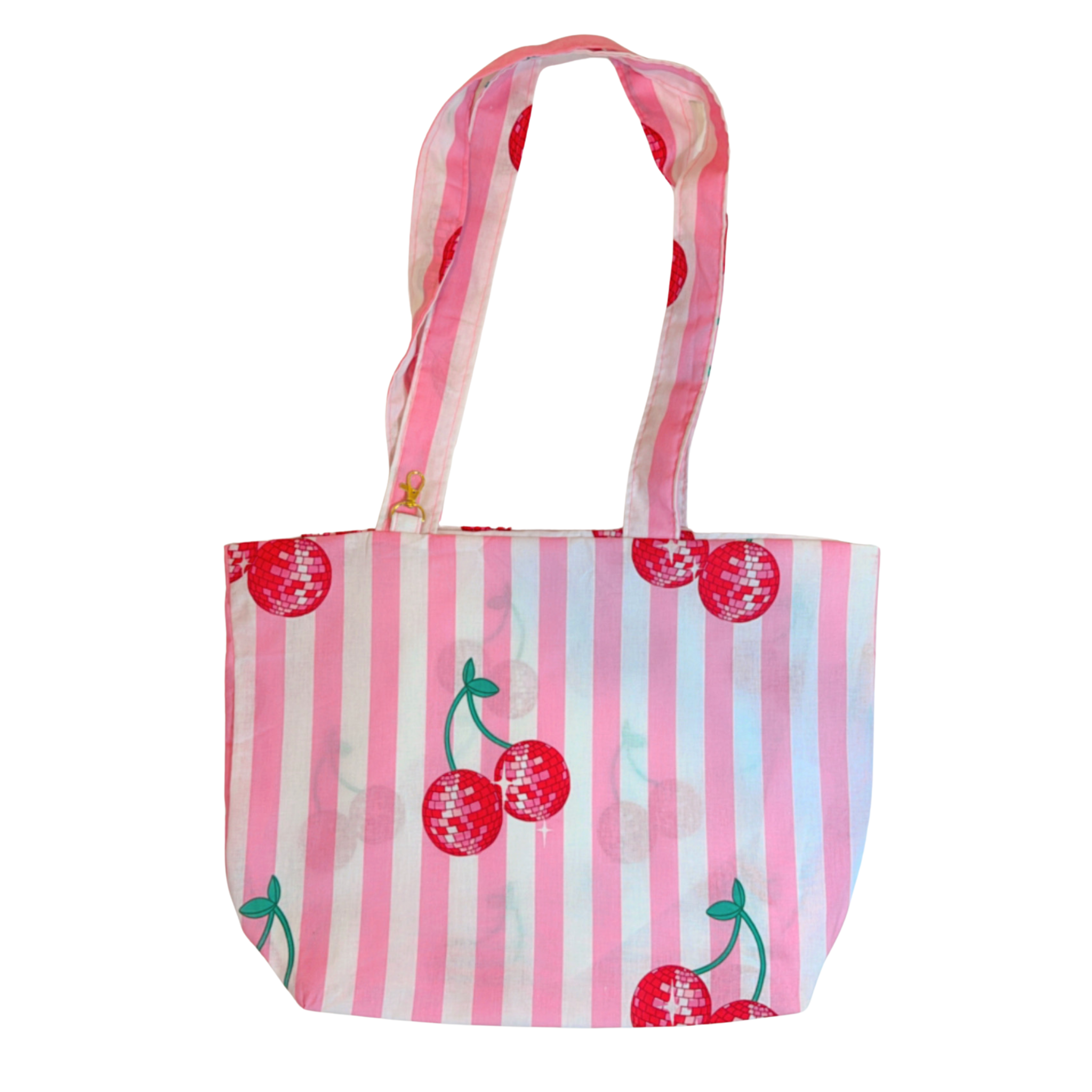 disco cherry stripe tote bag