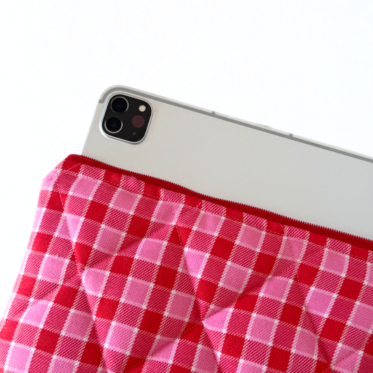 Red & Pink Tartan Quilted iPad Jacket