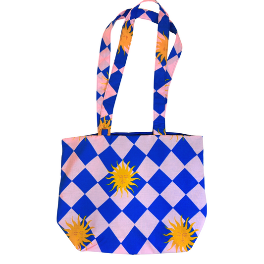 celestial check tote bag