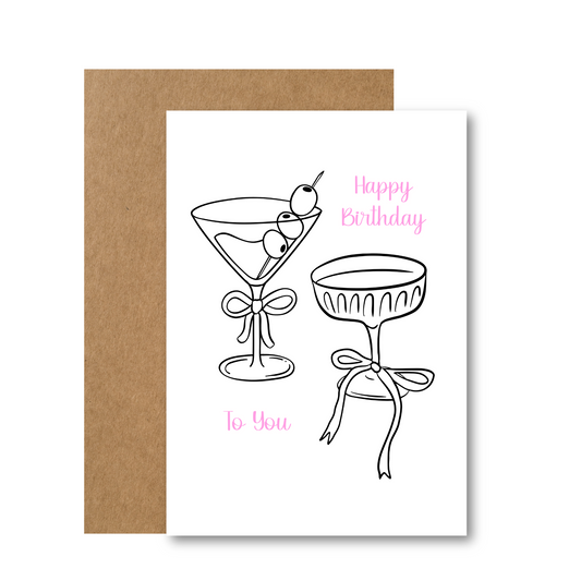 Happy Birthday Cocktails Greeting Card
