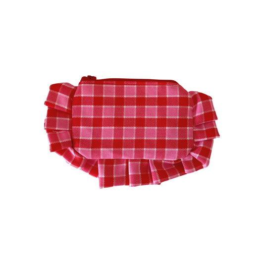 Red & Pink Tartan Frill Purse