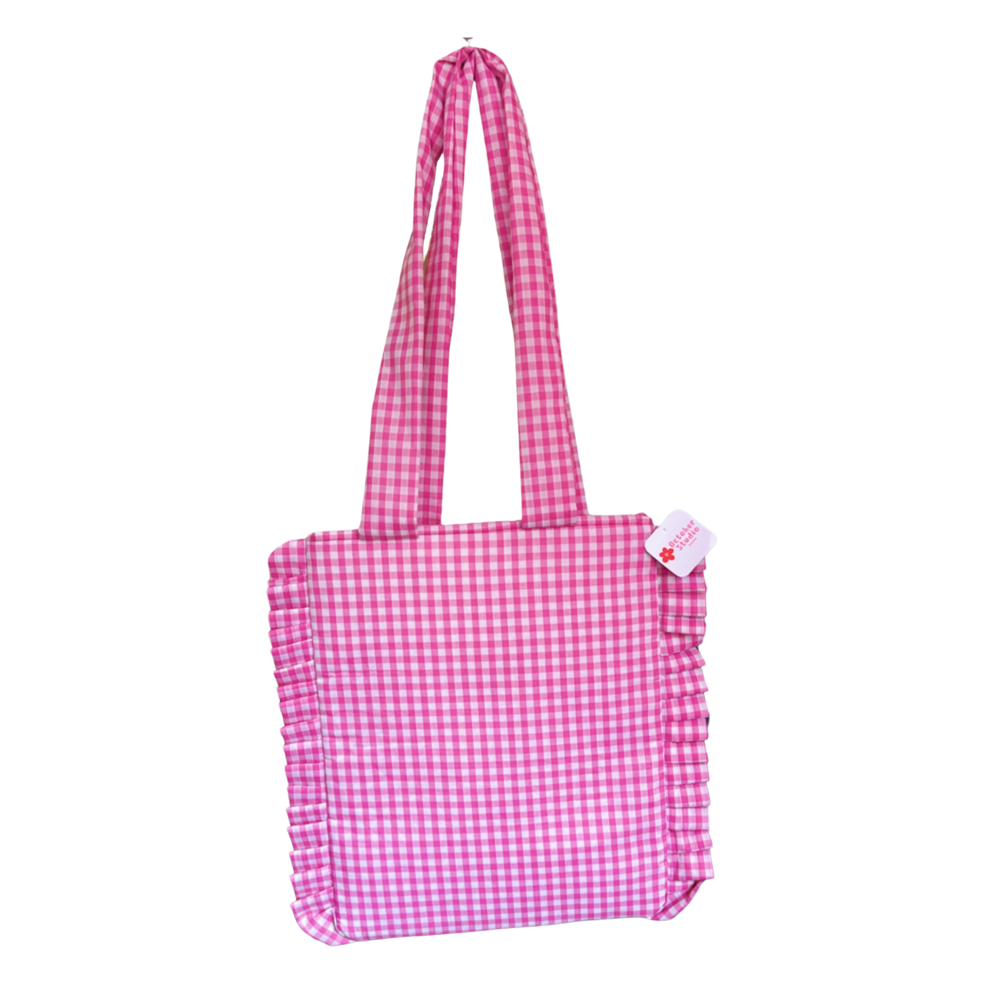 Pink Gingham Tote Bag