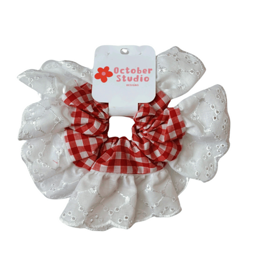 Red Gingham Scrunchie