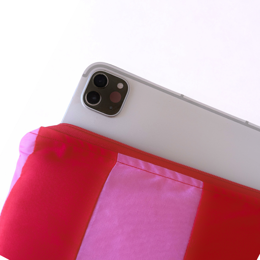Red & Pink Stripe Quilted iPad Jacket