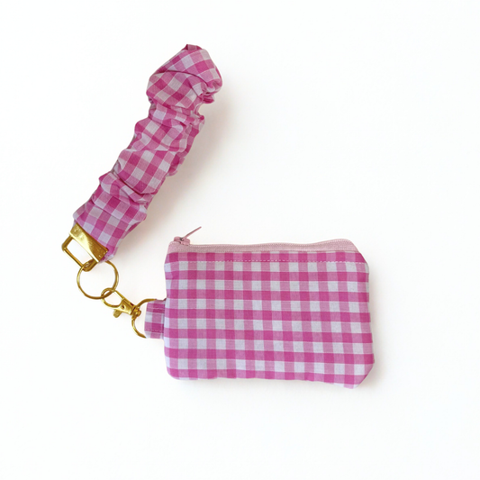 Pink Gingham Coin Purse