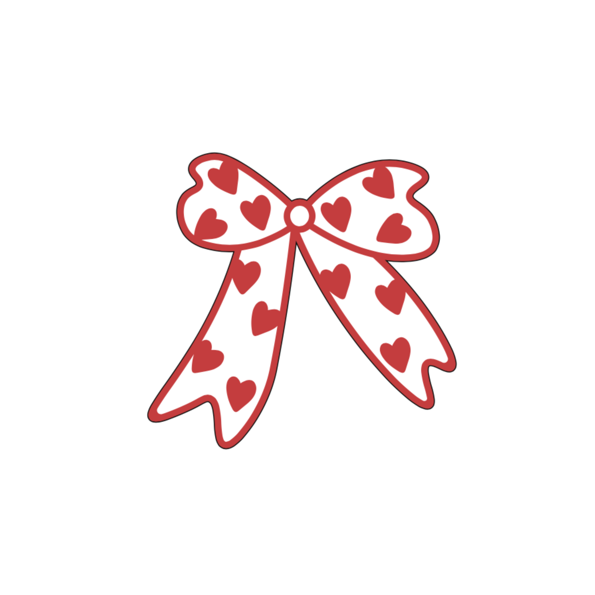 Red Heart Bow Sticker - October Studio Designs
